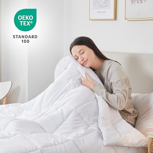 Nestle Quilted Down Alternative Comforter Twin Size All Season White With Corner Tabs - Image 3