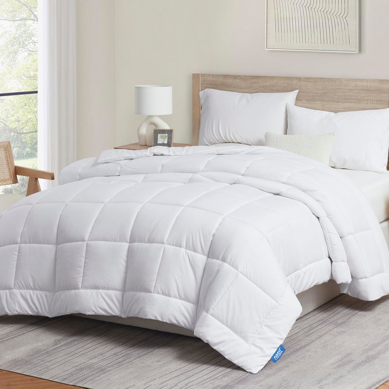 Nestle Quilted Down Alternative Comforter Twin Size All Season White With Corner Tabs - Image 2