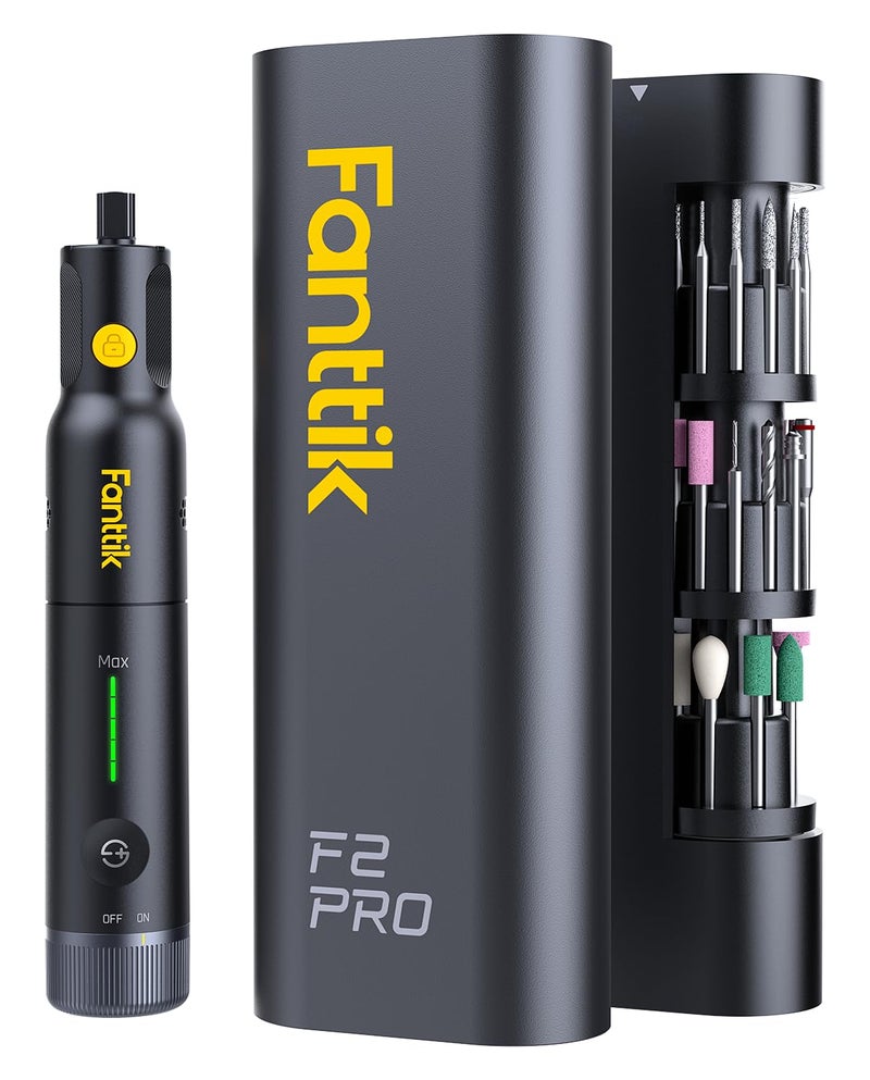Fanttik F2 PRO Cordless Rotary Tool Kit Strong Magnetic Motor Revostor Hub 5 Variable Speed 25000 RPM 55 Accessories for 3D Printed Sanding Polishing Drilling Carving Cutting DIY Crafts