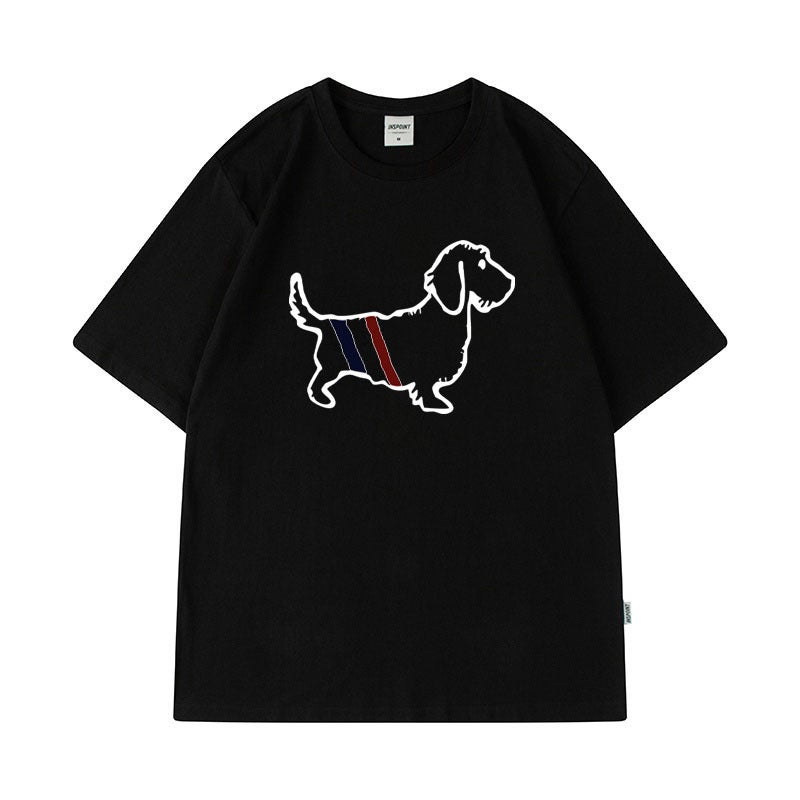 Short-Sleeved T-Shirts For Boys And Girls Korean Style Casual Cartoon Pet Dog Hip-Hop Tops Ins Style Half-Sleeved High Street Couple - Image 1
