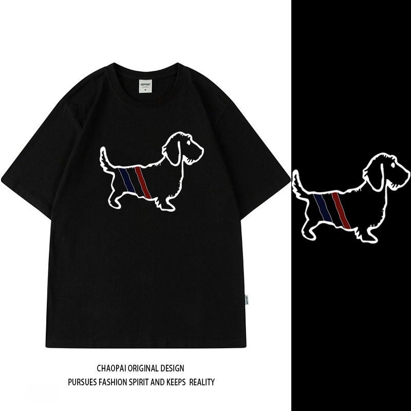 Short-Sleeved T-Shirts For Boys And Girls Korean Style Casual Cartoon Pet Dog Hip-Hop Tops Ins Style Half-Sleeved High Street Couple - Image 4