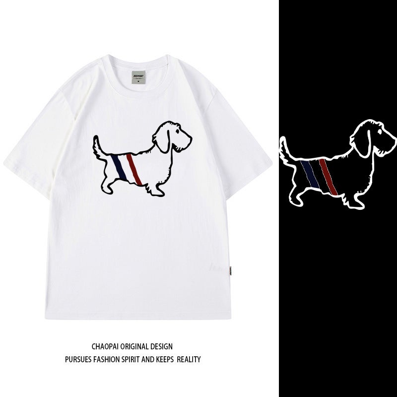 Short-Sleeved T-Shirts For Boys And Girls Korean Style Casual Cartoon Pet Dog Hip-Hop Tops Ins Style Half-Sleeved High Street Couple - Image 2