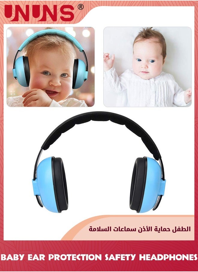UNUNS واقيات أذن للأطفال، حماية السمع للأطفال الرضع من عمر 0-3 سنوات، سماعات رأس للأطفال مع إلغاء الضوضاء، معدات السلامة لتقليل الضوضاء، ضد تلف السمع لتحسين النوم، زرقاء  - Image 1