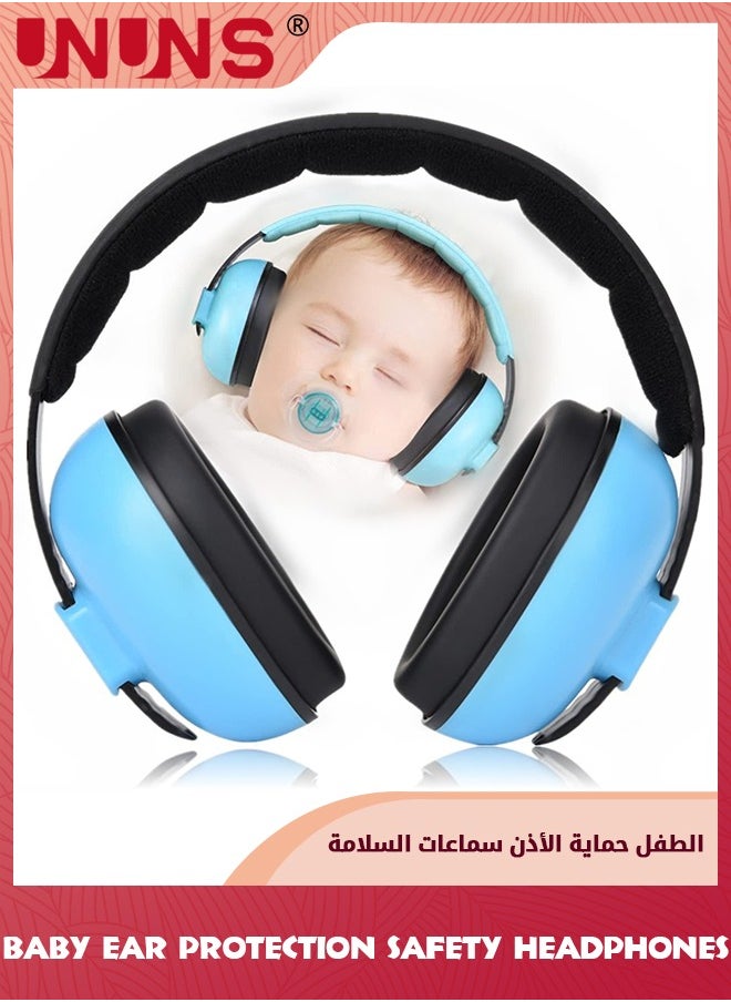 UNUNS واقيات أذن للأطفال، حماية السمع للأطفال الرضع من عمر 0-3 سنوات، سماعات رأس للأطفال مع إلغاء الضوضاء، معدات السلامة لتقليل الضوضاء، ضد تلف السمع لتحسين النوم، زرقاء  - Image 2