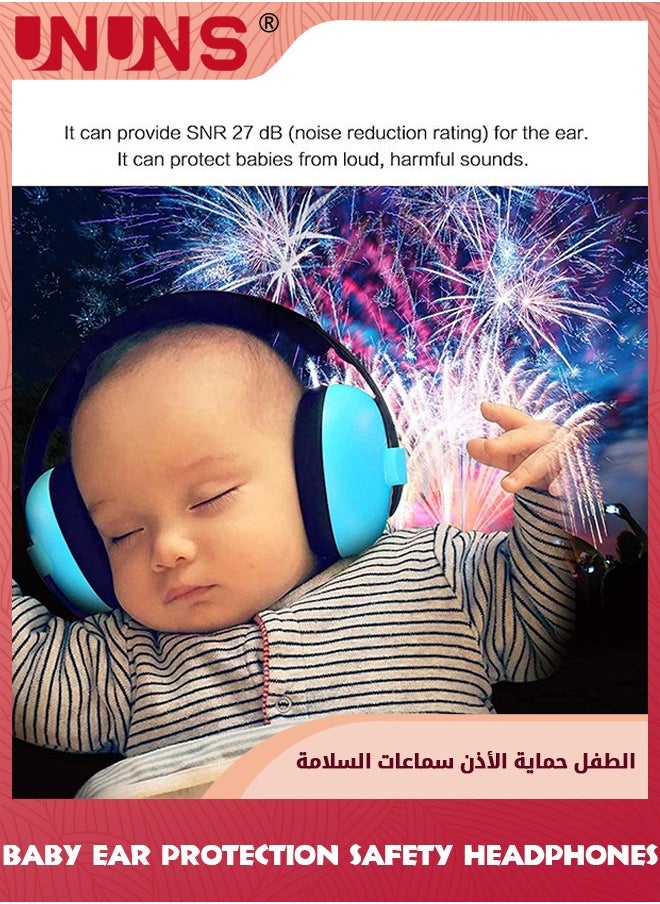 UNUNS واقيات أذن للأطفال، حماية السمع للأطفال الرضع من عمر 0-3 سنوات، سماعات رأس للأطفال مع إلغاء الضوضاء، معدات السلامة لتقليل الضوضاء، ضد تلف السمع لتحسين النوم، زرقاء  - Image 3