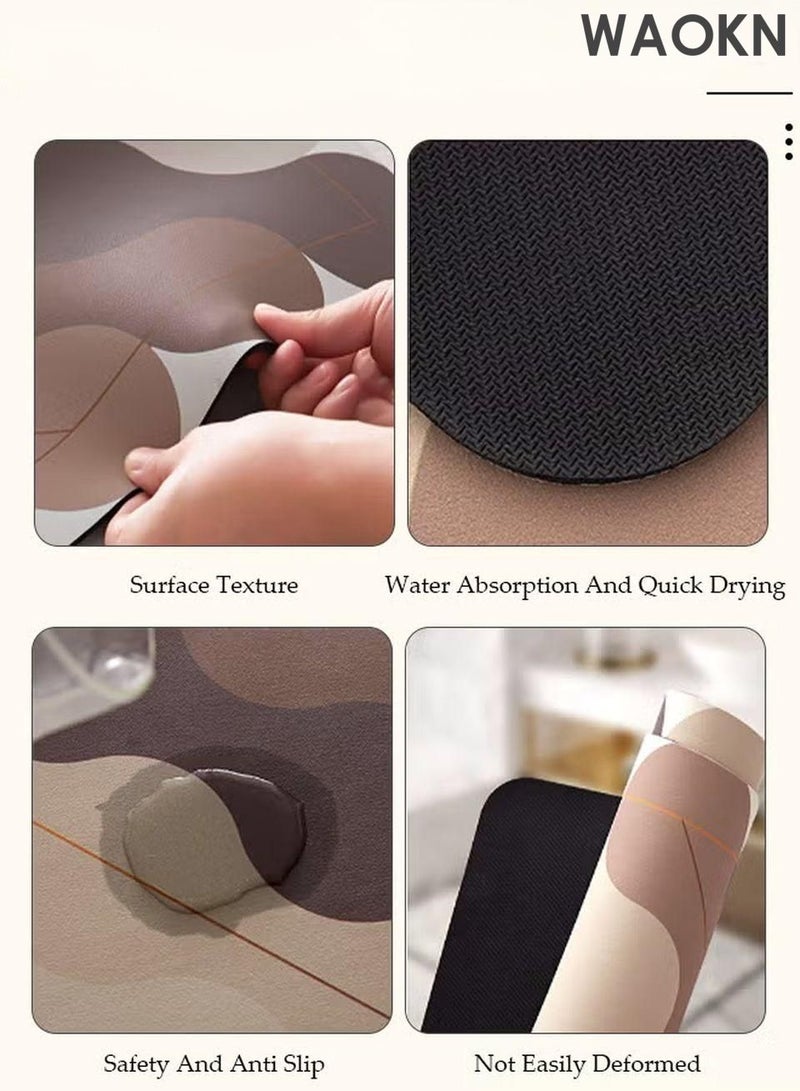 WAOKN 2 PCS Kitchen Mats and Rugs Set , Non Slip Heavy Duty Standing Mat, Quick Dry Diatom Mud Floor Mat, Extra Soft and Absorbent Floor Mats Non-Slip Quick Drying Floor Bath Tub Mat for Kitchen, Bath, Office, Laundry(40*60cm+40*120cm) - Image 2