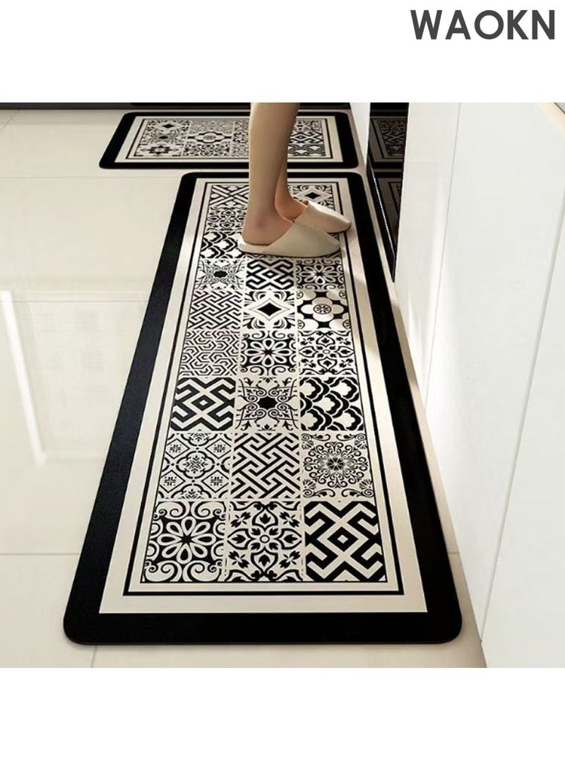 WAOKN 2 PCS Kitchen Mats and Rugs Set , Non Slip Heavy Duty Standing Mat, Quick Dry Diatom Mud Floor Mat, Extra Soft and Absorbent Floor Mats Non-Slip Quick Drying Floor Bath Tub Mat for Kitchen, Bath, Office, Laundry(40*60cm+40*120cm) - Image 1