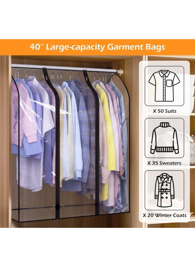 MISSLO MISSLO 40" Hanging Garment Bags for Closet Storage Clear Garment Rack Cover Bottom Enclosed Cloth Cover Hanging Clothes Storage Bag Waterproof Clothes Protector for Suits, Coats, Sweaters, Shirts  - Image 3