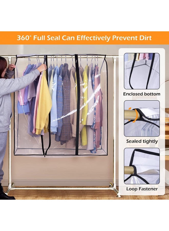 MISSLO MISSLO 40" Hanging Garment Bags for Closet Storage Clear Garment Rack Cover Bottom Enclosed Cloth Cover Hanging Clothes Storage Bag Waterproof Clothes Protector for Suits, Coats, Sweaters, Shirts  - Image 4