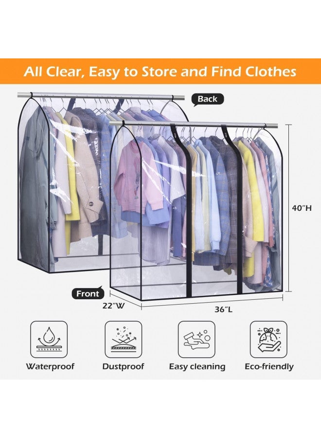 MISSLO MISSLO 40" Hanging Garment Bags for Closet Storage Clear Garment Rack Cover Bottom Enclosed Cloth Cover Hanging Clothes Storage Bag Waterproof Clothes Protector for Suits, Coats, Sweaters, Shirts  - Image 2