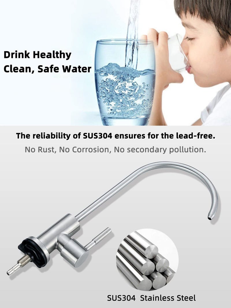 Bifordo Drinking Water Faucet,Easy to Install Sink Water RO Faucet,Lead-Free Reverse Osmosis Faucets for Kitchen Bar Sink,Brushed Nickel SUS304 Stainless Steel - Image 3