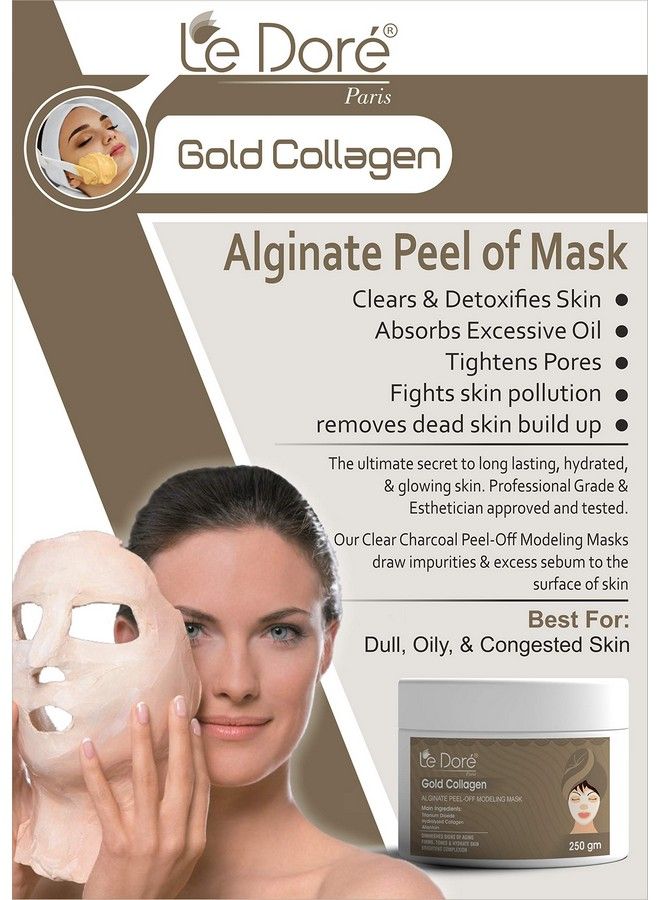 Le Dore Gold Collagen Alginate Peel Off Mask (250 Gms) ; Firm Tone Calm & Hydrate Skin - Image 4