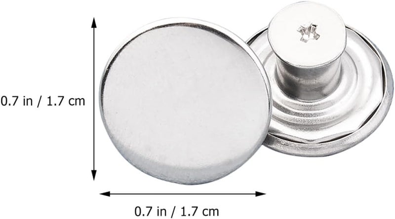 WOONEKY 48pcs Adjustable Metal Jeans Buttons No Sew Replacement DIY Accessories Silver Waistband Extender for Pants and Trousers Tailoring - Image 2