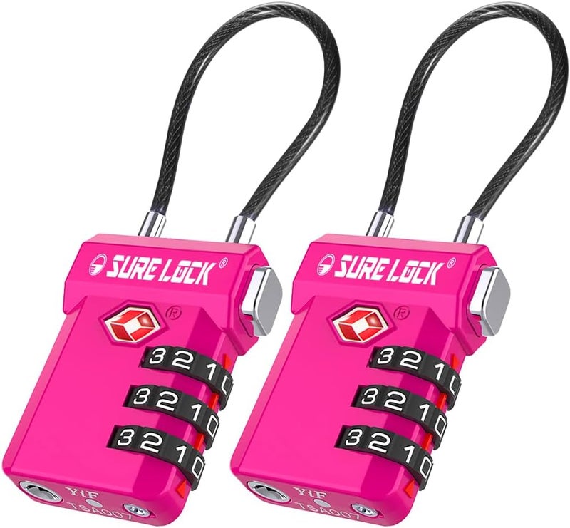 SURE LOCK TSA Approved 3-Digit Combination Luggage Locks – Open Alert Indicator, Re-settable Code with Zinc Alloy Body, Easy-Read Dials for Suitcase, Backpack, Gym Locker & Toolbox (Multiple Colors) - Image 1