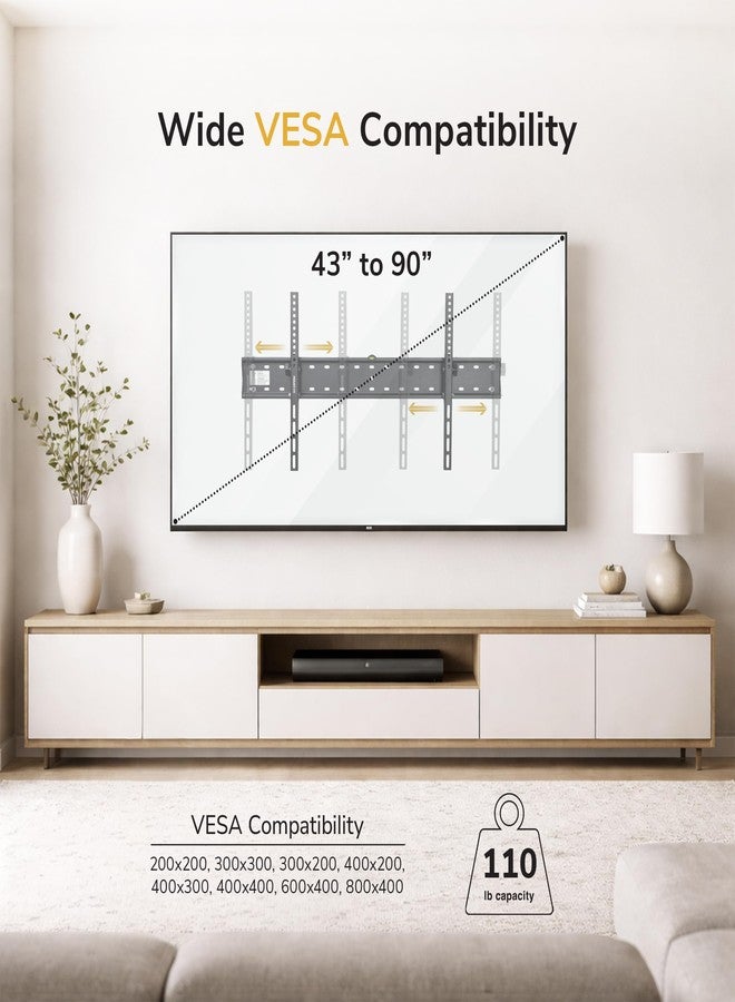 Mount-It! UL Certified Tilting TV Wall Mount for Most 43-90 Inch Flat Screen TVs, Heavy Duty Wall Mount TV Bracket Max VESA 800x400, Holds up to 110 lb, Tilting Display Bracket Fits 70, 80, 90 inch - Image 5