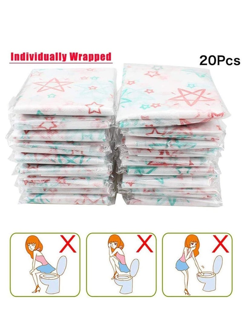 Disposable Paper Stronger Thicker Safe Antibacterial Waterproof Toilet Seat Covers Maternal Toilet mat Travel Essential Office Kids Potty Training or Public Toilet 20PCS