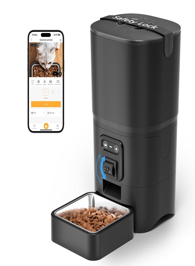 PAPIFEED Automatic Cat Feeder with Camera, 6L Cat Food Dispenser with App, 2.4G WiFi Timed Cat Feeder for Dry Food, 2-Way Audio, Smart Pet Feeder for Small Dog, 10 Meals/Day, 12 Portions/Meal - Image 1