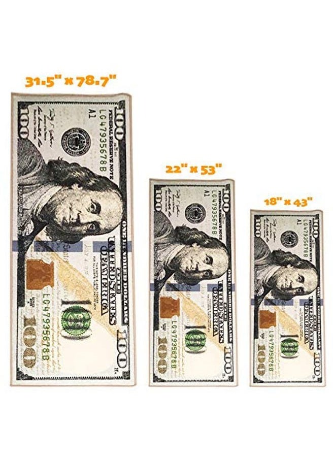 HUAHOO Money Rugs 100 Dollar Bill Runner Area Rug for Living Room Kitchen Rug Laundry Runner Rug Bedroom Bathroom Mat (22" x 53") - Image 4