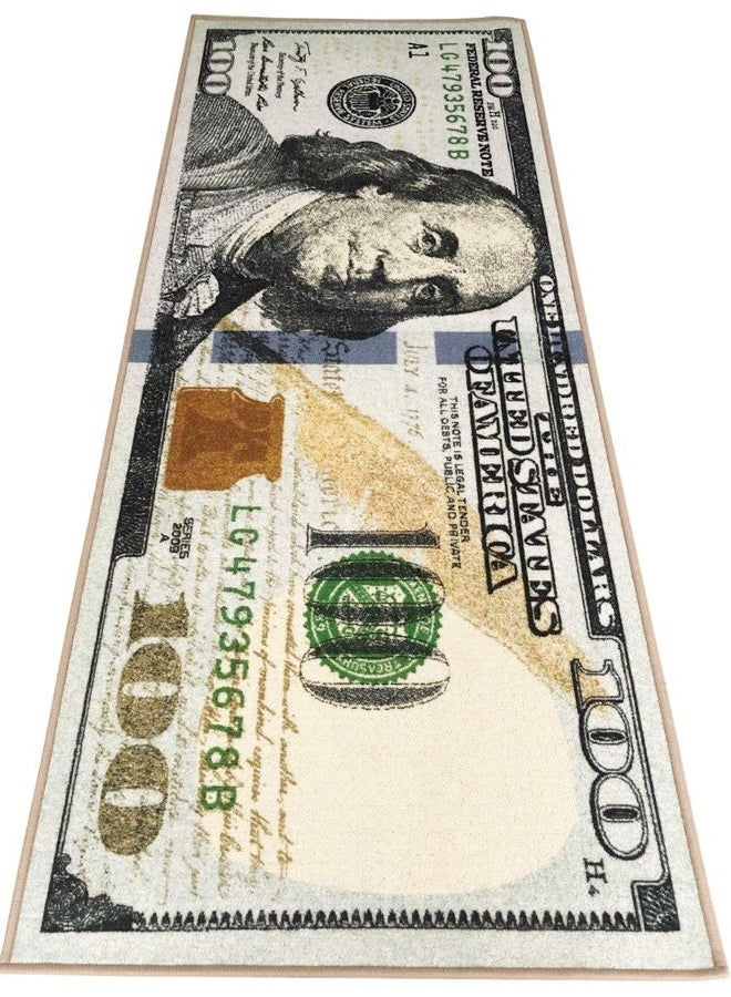 HUAHOO Money Rugs 100 Dollar Bill Runner Area Rug for Living Room Kitchen Rug Laundry Runner Rug Bedroom Bathroom Mat (22" x 53") - Image 1