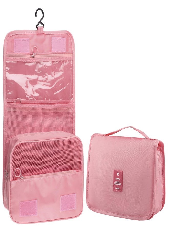 Motroce Foldable Hanging Travel Toiletry Bag,Waterproof Portable Travel Bags, Multifunction Travel Makeup Cosmetic Bag Organizer with Hanging Hook (Pink) - Image 1