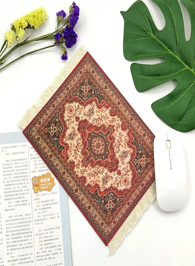 Aramu Vintage Mini Mouse Pad Coasters Oriental Mousepad Floral Style Funny Desk Mat Coasters Graduation Gift for Boho Doll House Rug with Anti Slip Rubber Base for Desk(Classic Style) - Image 1