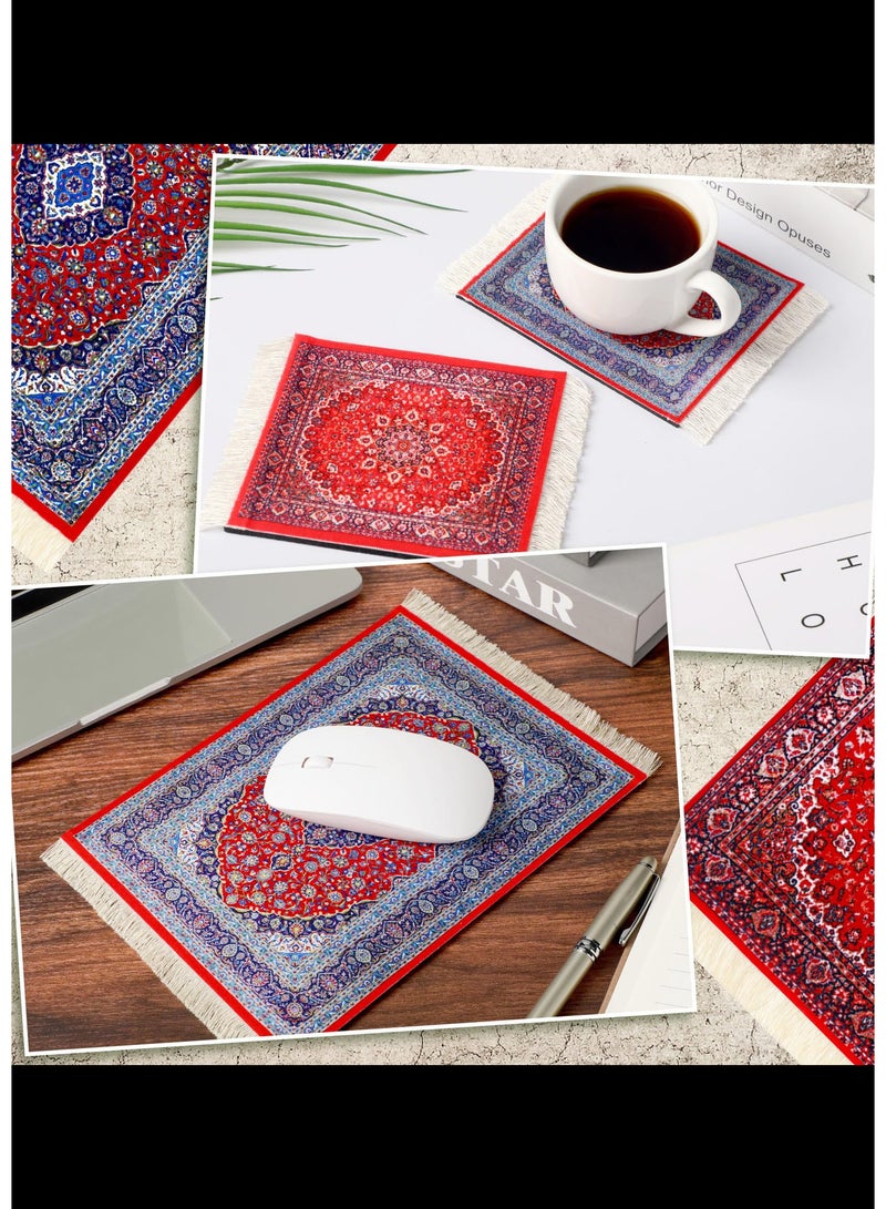 Aramu Vintage Mini Mouse Pad Coasters Oriental Mousepad Floral Style Funny Desk Mat Coasters Graduation Gift for Boho Doll House Rug with Anti Slip Rubber Base for Desk(Classic Style) - Image 3