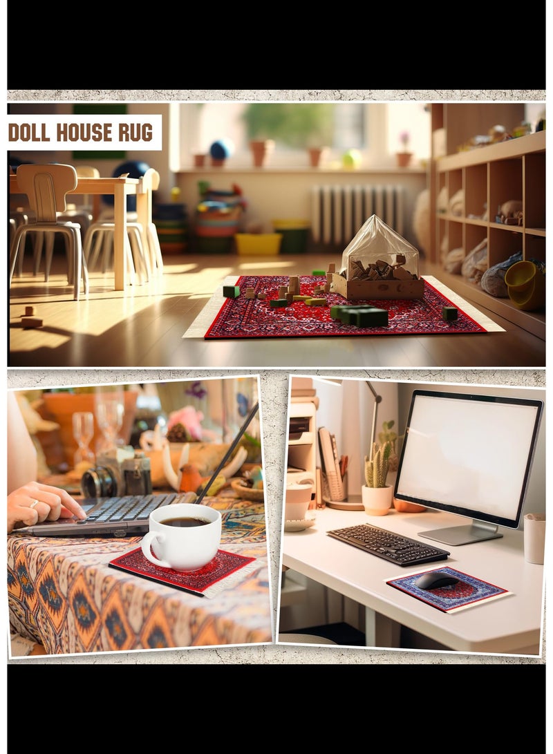 Aramu Vintage Mini Mouse Pad Coasters Oriental Mousepad Floral Style Funny Desk Mat Coasters Graduation Gift for Boho Doll House Rug with Anti Slip Rubber Base for Desk(Classic Style) - Image 4