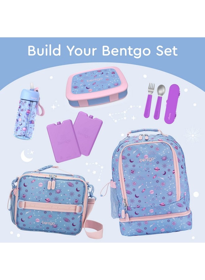 بنتجو صندوق غداء للأطفال من Bentgo Kids Prints، مقاوم للتسرب، بخمسة أقسام، بتصميم بينتو - أحجام مثالية للحصص للأعمار من 3 إلى 7 سنوات، متين، مقاوم للسقوط، آمن للاستخدام في غسالة الأطباق، ومصنوع من مواد خالية من مادة BPA (لون لافندر جالاكسي) - Image 4
