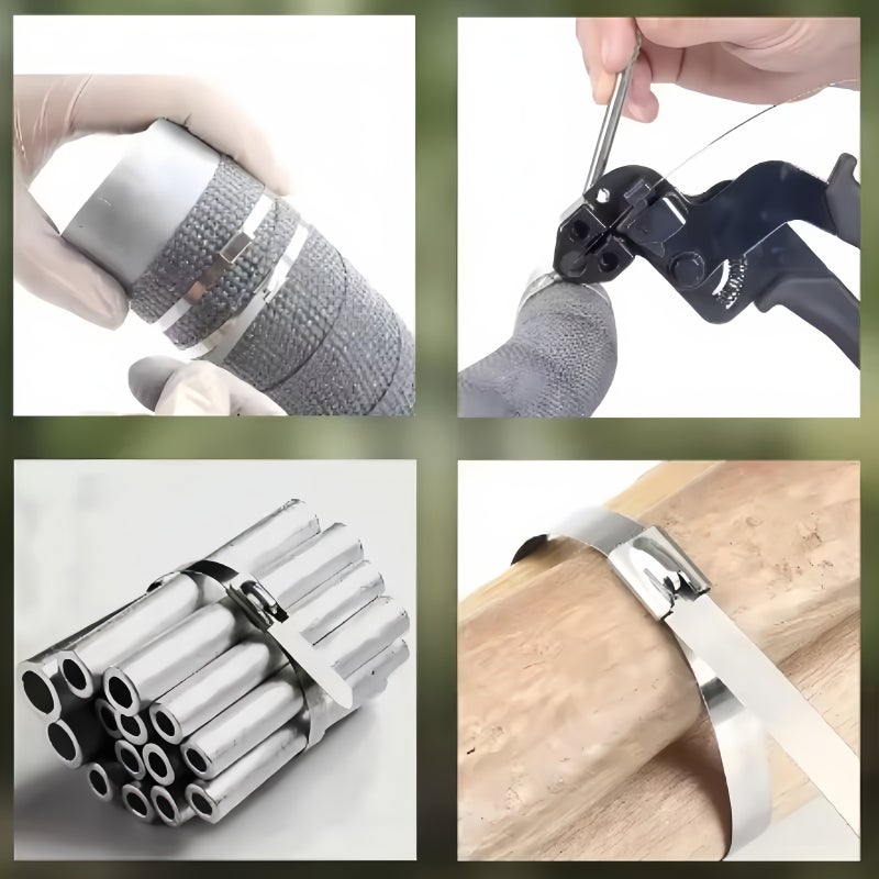 50 قطعة مقاس 4.6 × 400 مم 15.74 بوصة أربطة كابلات ستانلس ستيل فائقة التحمل ذاتية القفل بأحجام متنوعة مقاومة للتآكل ومقاومة للأشعة فوق البنفسجية للقوارب الخارجية والاستخدام الداخلي - Image 2