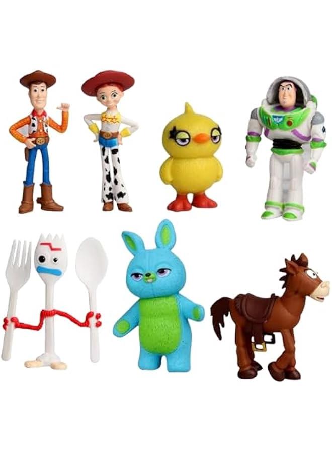 مجموعة العاب قصص شخصيات اكشن بطول 1.5-2.3 انش مع وودي وباز وجيسي، شخصيات قصص انيمي (7 قطع) - Image 1