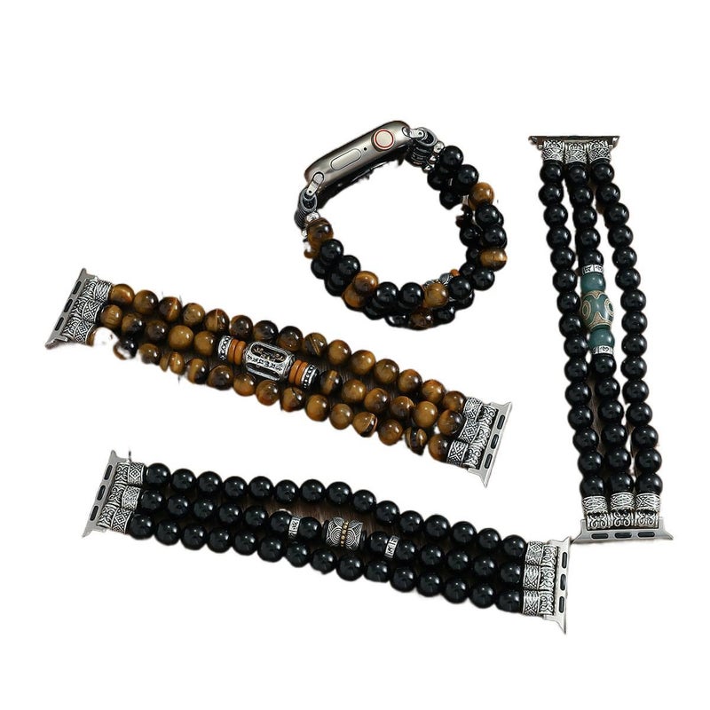 Black Resin Bracelet Strap Smartwatch Band Compatible with Apple Watch with Adjustable Fit Replacement Strap for Daily Wear - Image 3