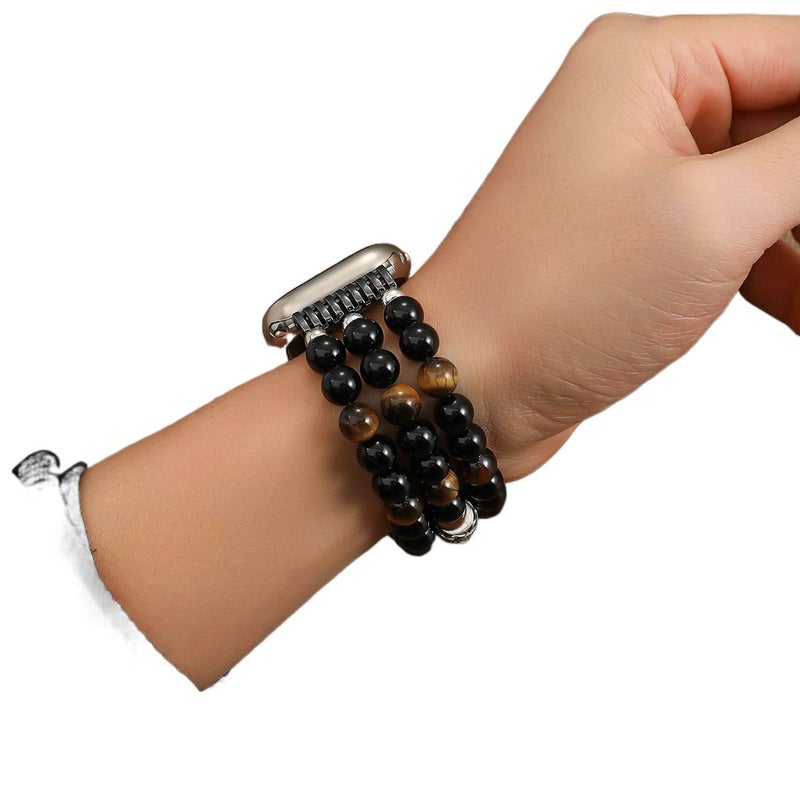 Black Resin Bracelet Strap Smartwatch Band Compatible with Apple Watch with Adjustable Fit Replacement Strap for Daily Wear - Image 5