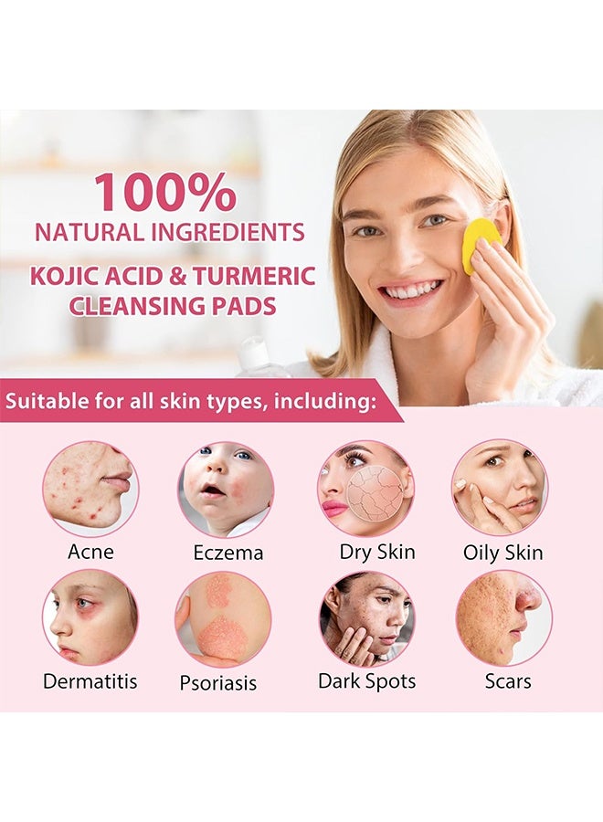 ALIVER Kojic Acid & Turmeric Cleansing Pads Cleanses  Energizes Shin for Dark Spots Turmeric Kojic Acid Cleansing Pads Helps Balance Skin Oil & Water Fade Spot Remove Excess Keratin Clean Oil Refines Pores-40PADS - Image 2