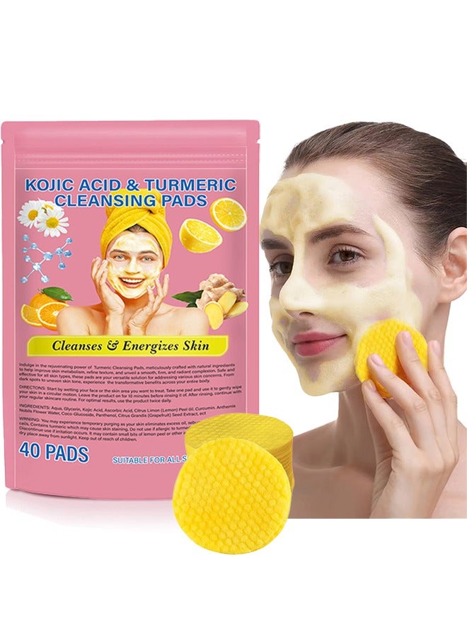 ALIVER Kojic Acid & Turmeric Cleansing Pads Cleanses  Energizes Shin for Dark Spots Turmeric Kojic Acid Cleansing Pads Helps Balance Skin Oil & Water Fade Spot Remove Excess Keratin Clean Oil Refines Pores-40PADS - Image 1