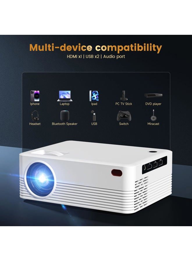 Dreamfair Projector with WiFi and Bluetooth | Support 8K 1080P, 240ANSI | Portable Projector with Rack | 40"-200" Screen Video, Compatible with Smartphone, TV Stick, Laptop, HDMI, USB（White） - Image 5