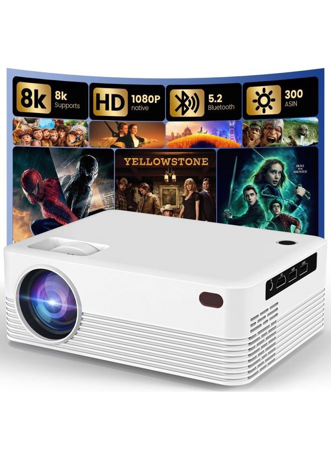 Dreamfair Projector with WiFi and Bluetooth | Support 8K 1080P, 240ANSI | Portable Projector with Rack | 40"-200" Screen Video, Compatible with Smartphone, TV Stick, Laptop, HDMI, USB（White） - Image 1