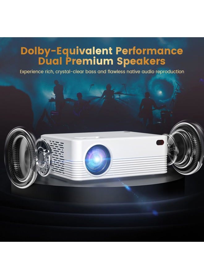 Dreamfair Projector with WiFi and Bluetooth | Support 8K 1080P, 240ANSI | Portable Projector with Rack | 40"-200" Screen Video, Compatible with Smartphone, TV Stick, Laptop, HDMI, USB（White） - Image 4