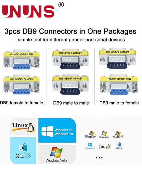 DB9 Male To 3-Position Terminal Adapter - RS232 Serial Connector With Protective Case