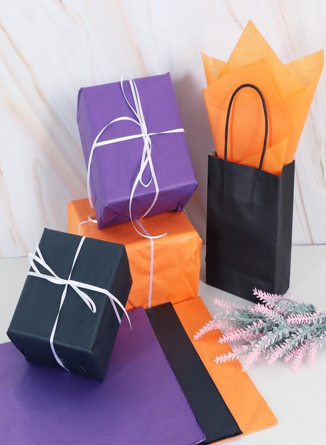 BEISHIDA ورق تغليف هالوين بيشيدا 90 ورقة، ورق تغليف أسود برتقالي بنفسجي للأكياس الهدايا، 14 × 20 بوصة لتغليف الهدايا لأعمال الهالوين اليدوية وزينة الأعياد الزهور - Image 5