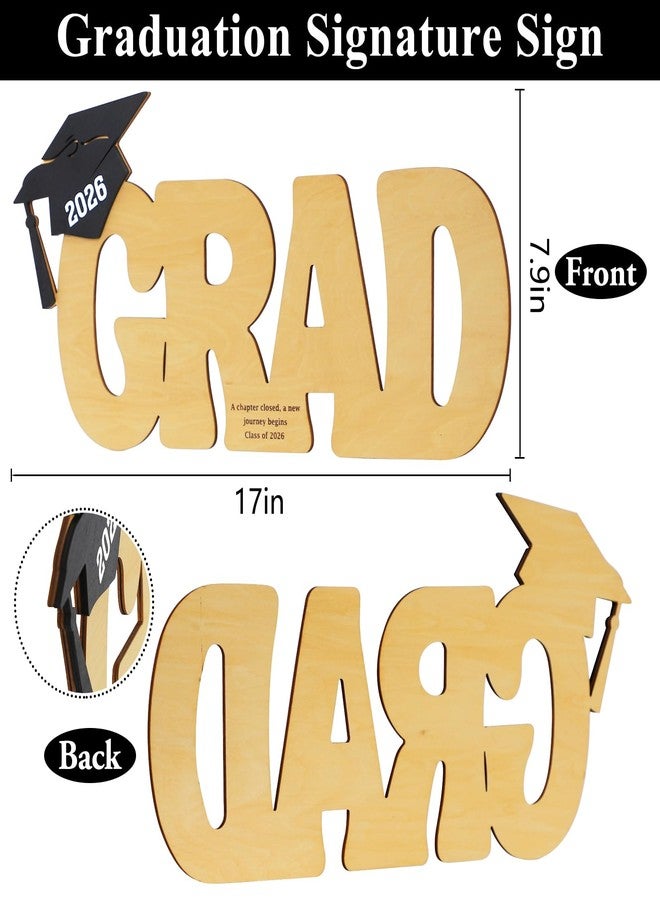 DAZONGE Graduation Decorations 2026, Wood Graduation Signature Sign, Rustic Grad Signature Board with Grad Cap, 2026 Graduation Party Decorations for High School, College - Image 3