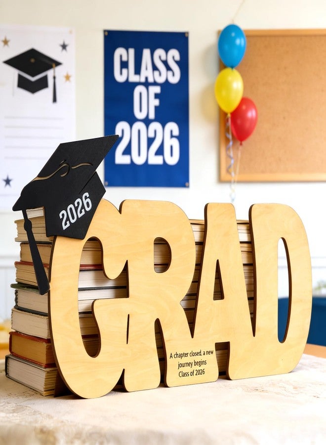 DAZONGE Graduation Decorations 2026, Wood Graduation Signature Sign, Rustic Grad Signature Board with Grad Cap, 2026 Graduation Party Decorations for High School, College - Image 2