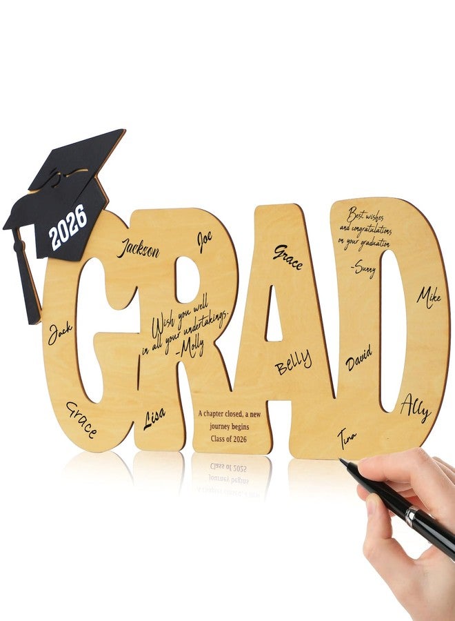 DAZONGE Graduation Decorations 2026, Wood Graduation Signature Sign, Rustic Grad Signature Board with Grad Cap, 2026 Graduation Party Decorations for High School, College - Image 1