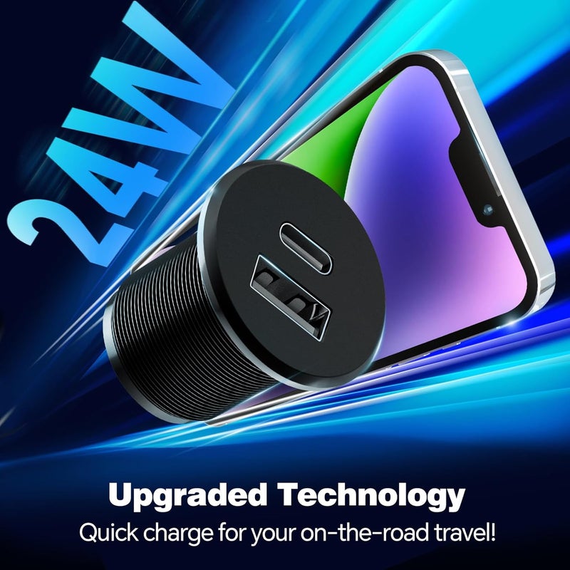 acegoo مقبس USB-C من بجهد 12 فولت، شاحن للمركبات الترفيهية مصنوع بالكامل من الألومنيوم، اتصال USB من نوع C مع PD3.0 وQC3.0، محول تركيب مقبس السيارة وولاعة السجائر للعربات المتنقلة والسيارات والقوارب والشاحنات والكرفانات (لوحة صغيرة × 2) - Image 3