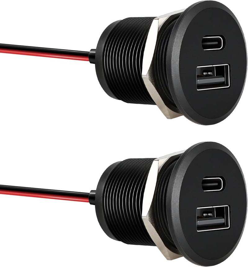 acegoo مقبس USB-C من بجهد 12 فولت، شاحن للمركبات الترفيهية مصنوع بالكامل من الألومنيوم، اتصال USB من نوع C مع PD3.0 وQC3.0، محول تركيب مقبس السيارة وولاعة السجائر للعربات المتنقلة والسيارات والقوارب والشاحنات والكرفانات (لوحة صغيرة × 2) - Image 1