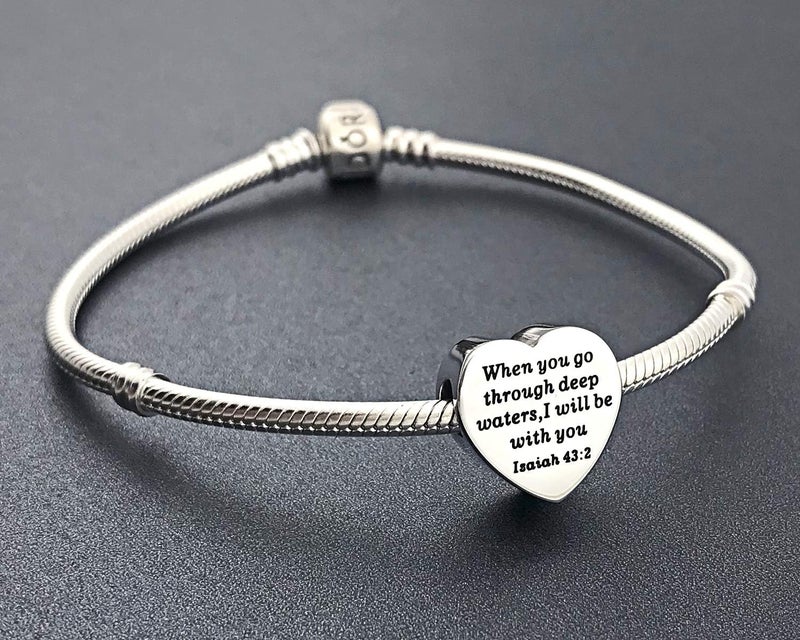 MUERDOU Heart Charm Fit Pandora Charms Bracelet Christian Bible Verse Charm Prayer Faith Religious Charms Gifts for Women - Image 5