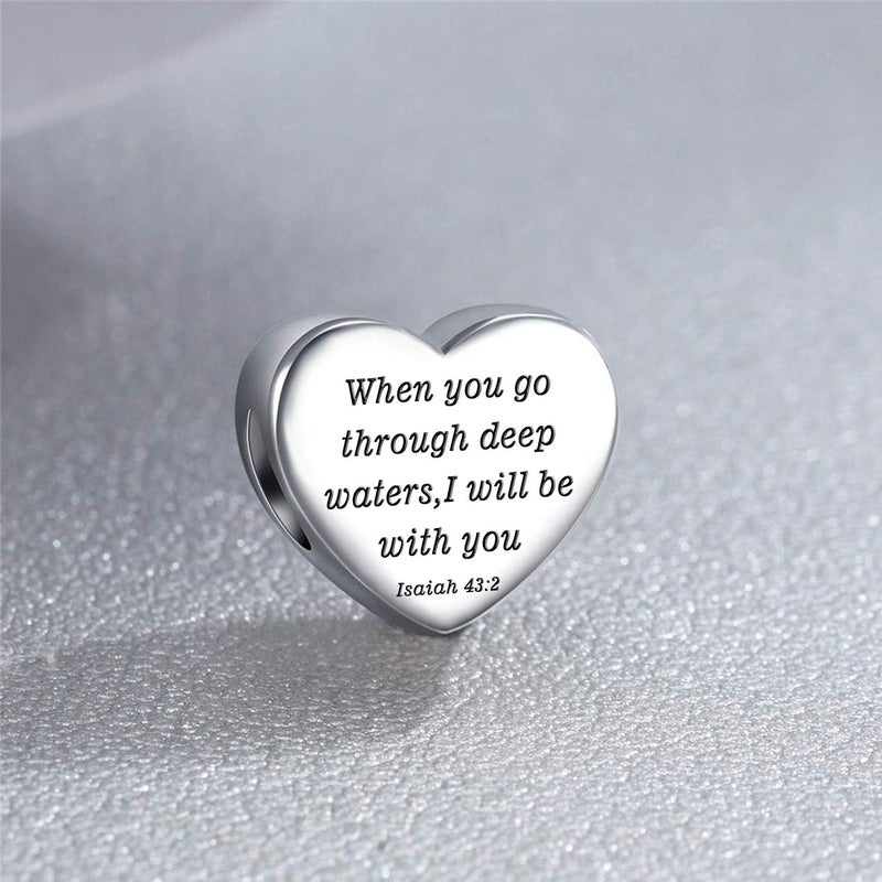 MUERDOU Heart Charm Fit Pandora Charms Bracelet Christian Bible Verse Charm Prayer Faith Religious Charms Gifts for Women - Image 4