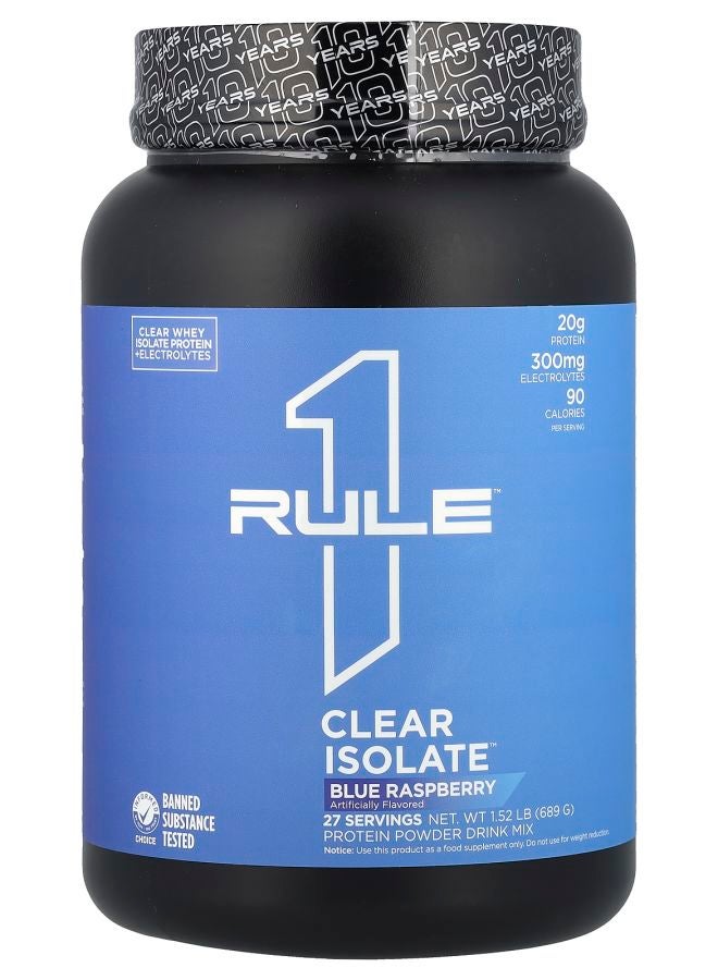 Rule One Proteins Clear Isolate™ Blue Raspberry 1.52 lb (689 g) - Image 1