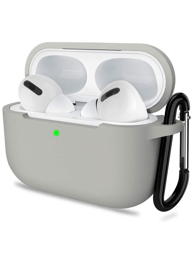 أكاليكس غطاء حافظة AirPods Pro الجيل الثاني، ملحقات جلدية واقية من السيليكون مع سلسلة مفاتيح لسماعات Apple AirPods Pro الجيل 2، شاشة LED أمامية مرئية، رمادي - Image 1