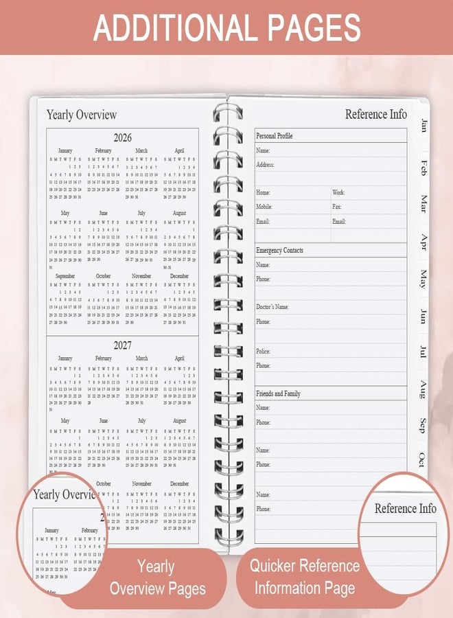 Getvow 2026 Pocket Planner/Calendar - January 2026 - December 2026, A6 Weekly & Monthly Organizer Notebook & Journal to Track Goals, Easy to Organize Your Daily Life, 3.75" x 6.75", Pink - Image 4