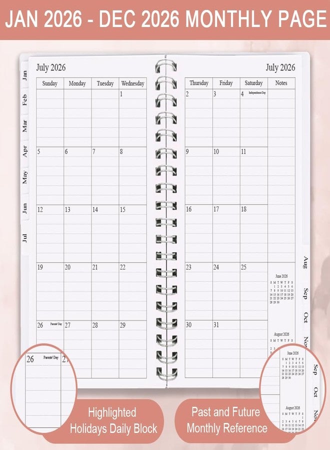 Getvow 2026 Pocket Planner/Calendar - January 2026 - December 2026, A6 Weekly & Monthly Organizer Notebook & Journal to Track Goals, Easy to Organize Your Daily Life, 3.75" x 6.75", Pink - Image 2
